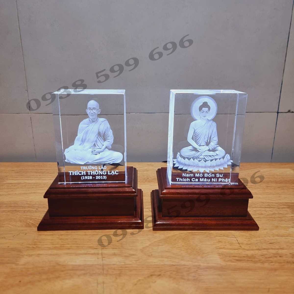 Pha Lê Khắc Laser 3D Trắng Đen 10x15x6cm